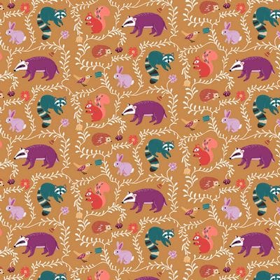 Cotton Fabric, 44" Wide in Cute Critters a Bethan Janine Design by Dashwood Studio
