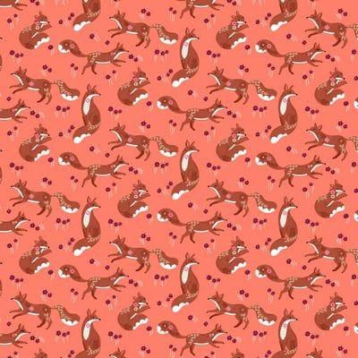 Cotton Fabric, 44" Wide in Adorable Foxes a Bethan Janine Design by Dashwood Studio