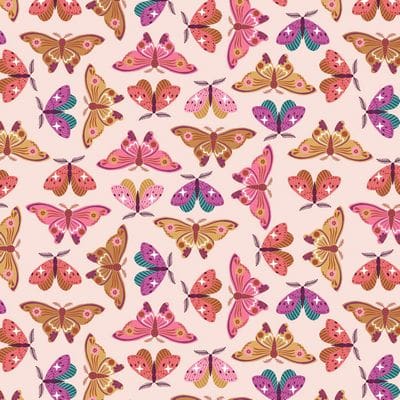 Cotton Fabric, 44" Wide in Pastel Moths a Bethan Janine Design by Dashwood Studio