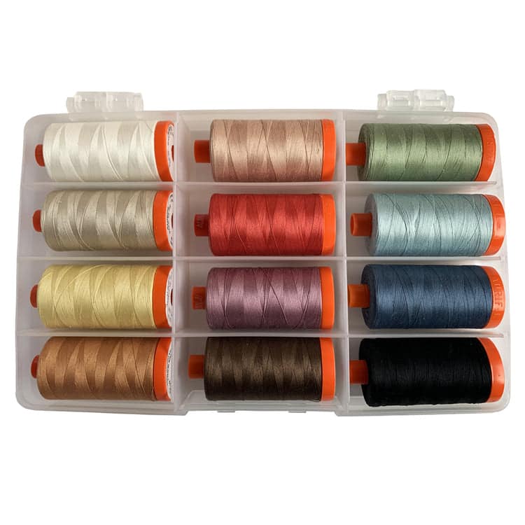 Chalk & Charcoal by Jennifer Sampou, 50wt Cotton Thread Set by Aurifil