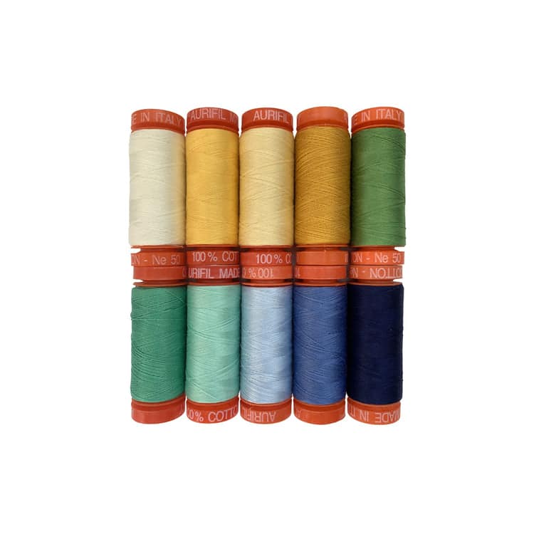 Sunflowers in My Heart by Kate Spain, 50wt Cotton Thread Set by Aurifil