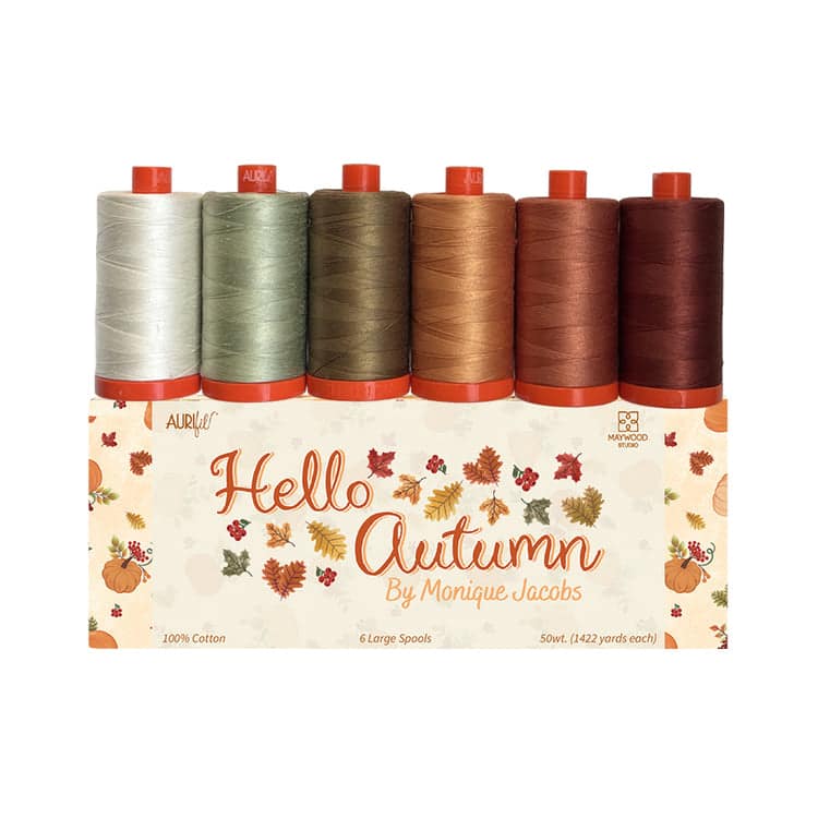 Hello Autumn by Monique Jacobs, 50wt Cotton Thread Set by Aurifil