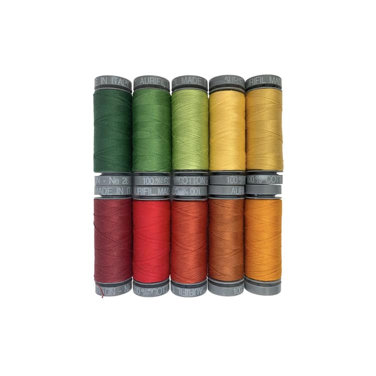 Leaves by Sheena Norquay, 28wt Cotton Thread Set by Aurifil