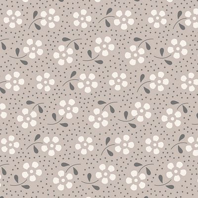 Cotton Fabric, 44" Wide in Meadow Grey by Tilda