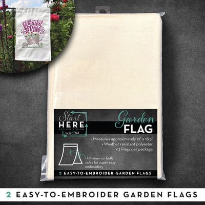 Garden Flag Embroidery Blank 12" x 18.5" 2pk in Linen or Black by OESD
