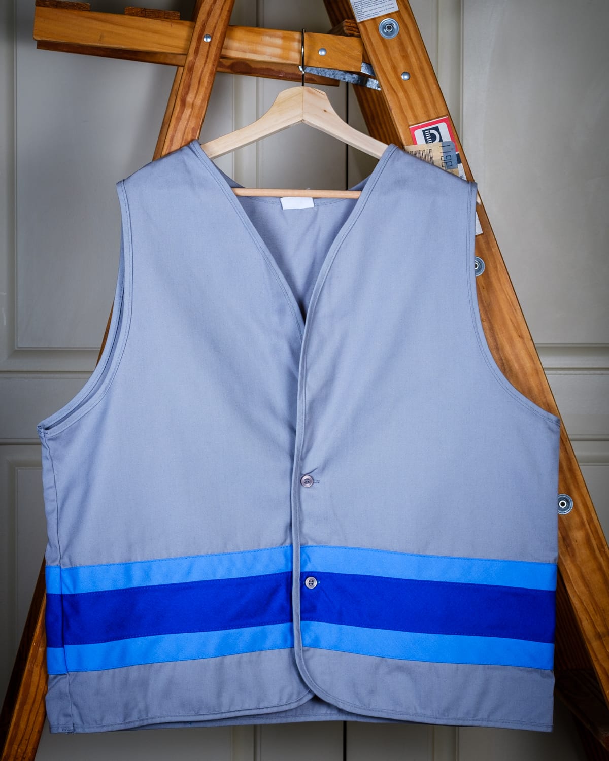 Vest, Adult in Grey with Blue Stripes