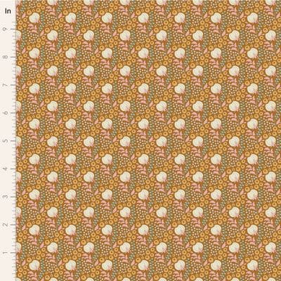 Cotton Fabric, 44" Wide in Cottonfield Ochre by Tilda