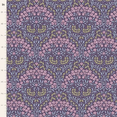 Cotton Fabric, 44" Wide in Larissa Eggplant by Tilda