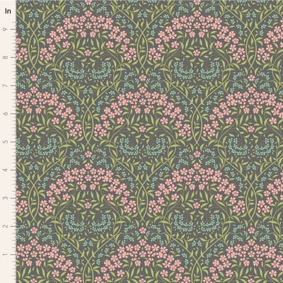 Cotton Fabric, 44" Wide in Larissa Greygreen by Tilda