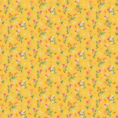 Cotton Fabric, 44/45" Wide in Mustard Bloom by Dashwood Studio