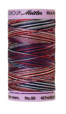 Silk Finish 50wt Mercerized Cotton Sewing Thread in 9823 Patriotic by Mettler