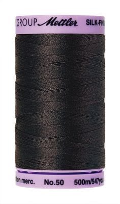 Silk Finish 50wt Mercerized Cotton Sewing Thread in 1282 Charcoal by Mettler