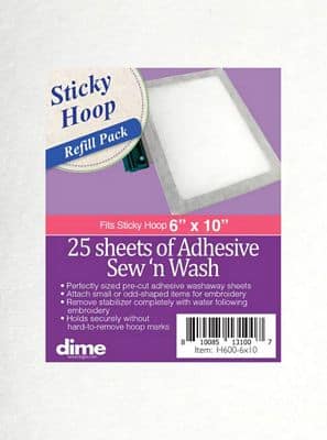 Stabilizer, Sew 'n Wash for 6"x10" Sticky Hoop by DIME