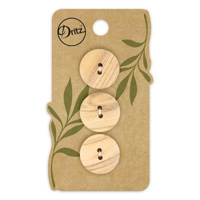 Buttons, Round 20mm In Beige, Wood, 3 Pack by Dritz