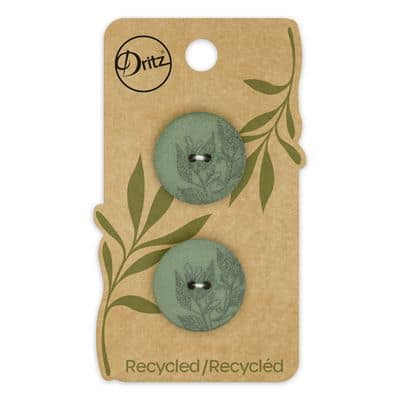 Buttons, Round 23mm In Green, Recycled Hemp, 2 Pack by Dritz