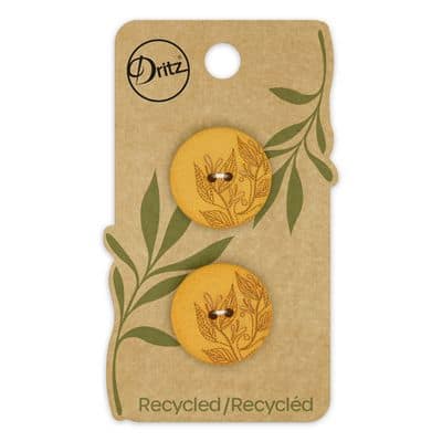 Buttons, Round 23mm In Mustard, Recycled Hemp, 2 Pack by Dritz