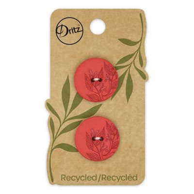 Buttons, Round 23mm In Red, Recycled Hemp, 2 Pack by Dritz
