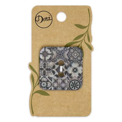 Buttons, Square 35mm In Black, Recycled Coconut, 1 Pack by Dritz