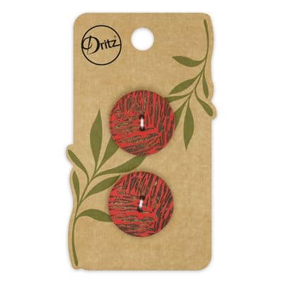 Buttons, Round 23mm In Red, Recycled Coconut, 2 Pack by Dritz