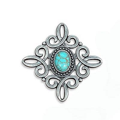 Scroll Concho 1-1/2" in Nickel/Turquoise by Simply Classic